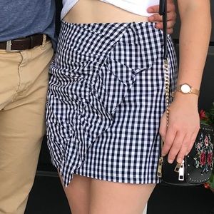 Lulus Black and White Checkered Mini w/Ruffle
